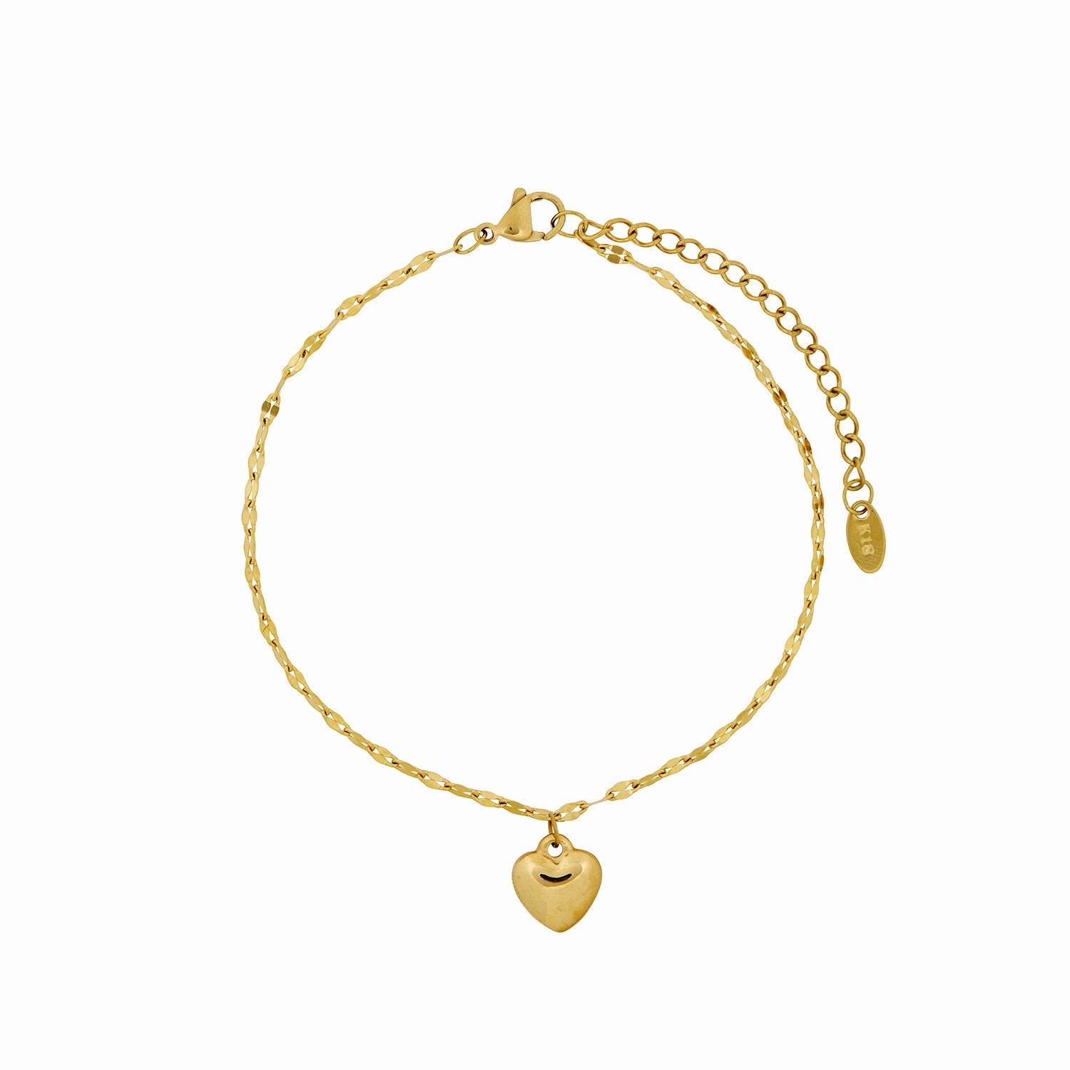 Heart Pendant Anklet - Gold