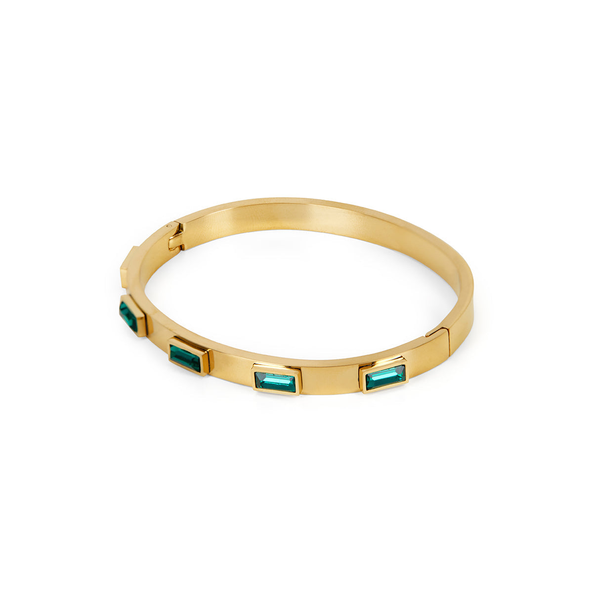 Cubic Stone Bracelet - Gold/Green