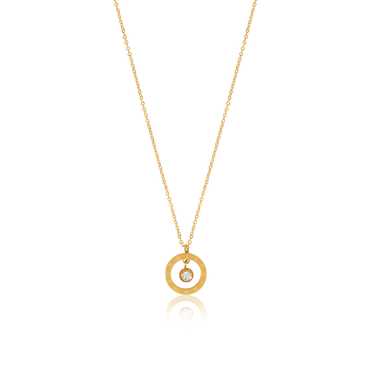 Alea Numeral Stone Necklace - Gold