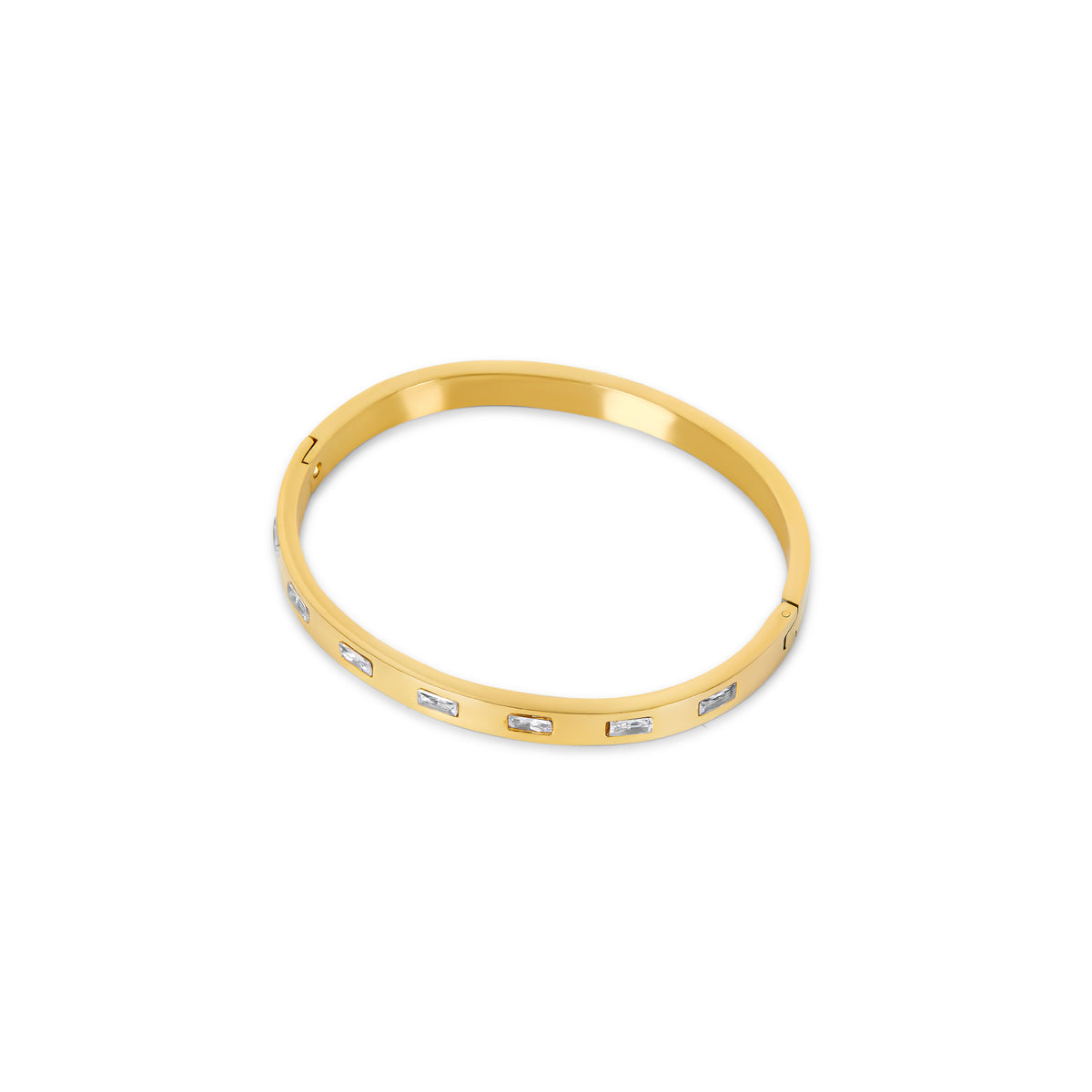 Rectangle Stone Bangle - Gold