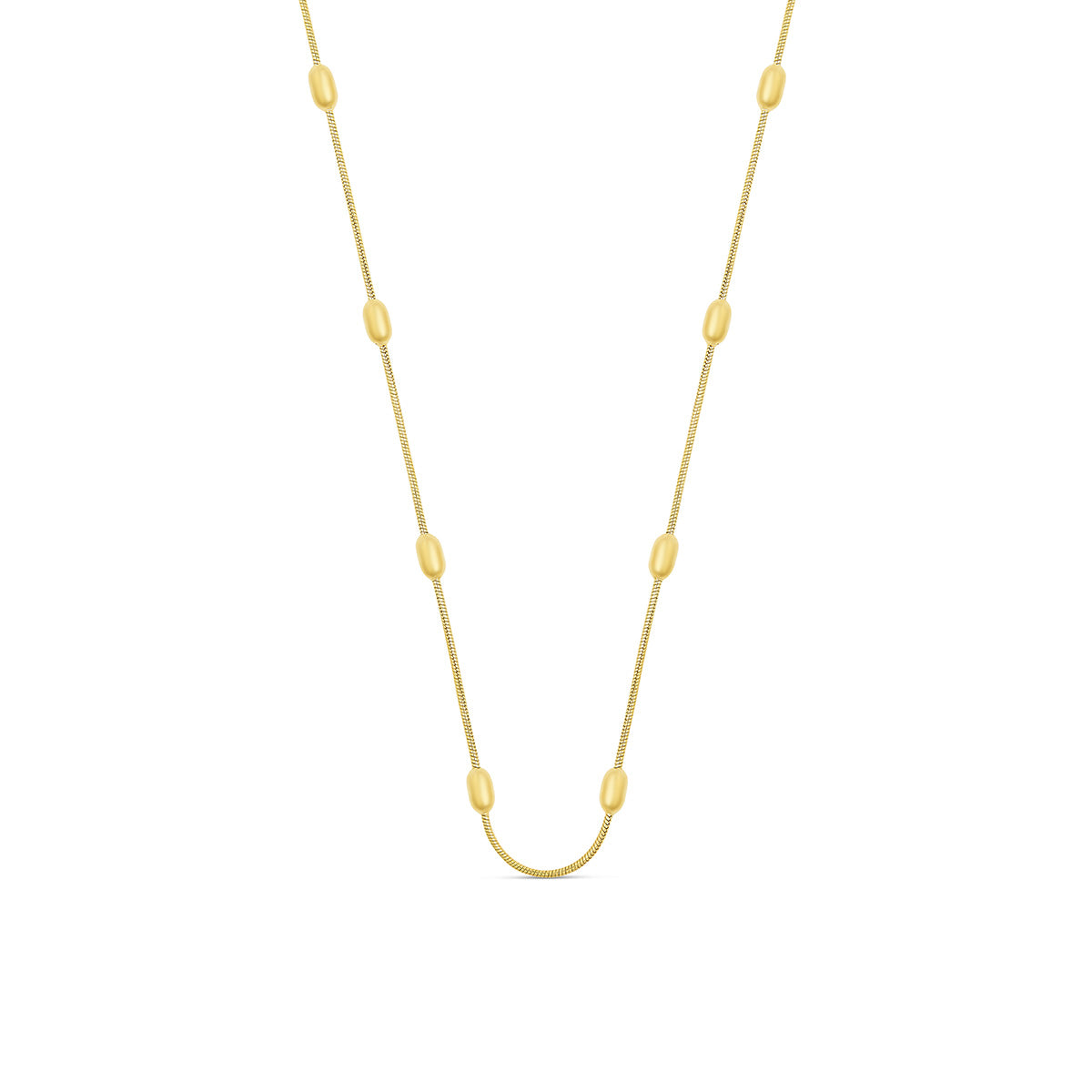 Ball Pendant Rounded Snake Chain - Gold