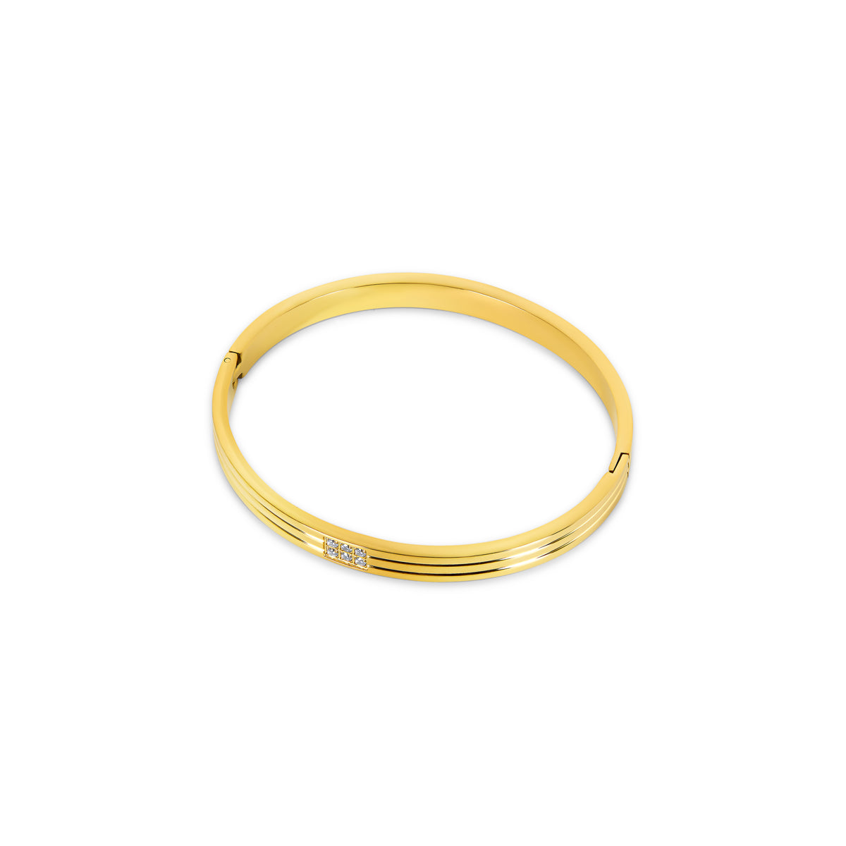 Carved Stone Bangle Bracelet  - Gold