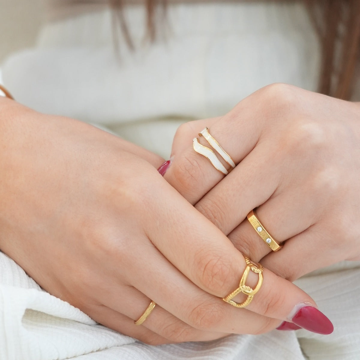 Coco Adjustable Linked Ring - Gold