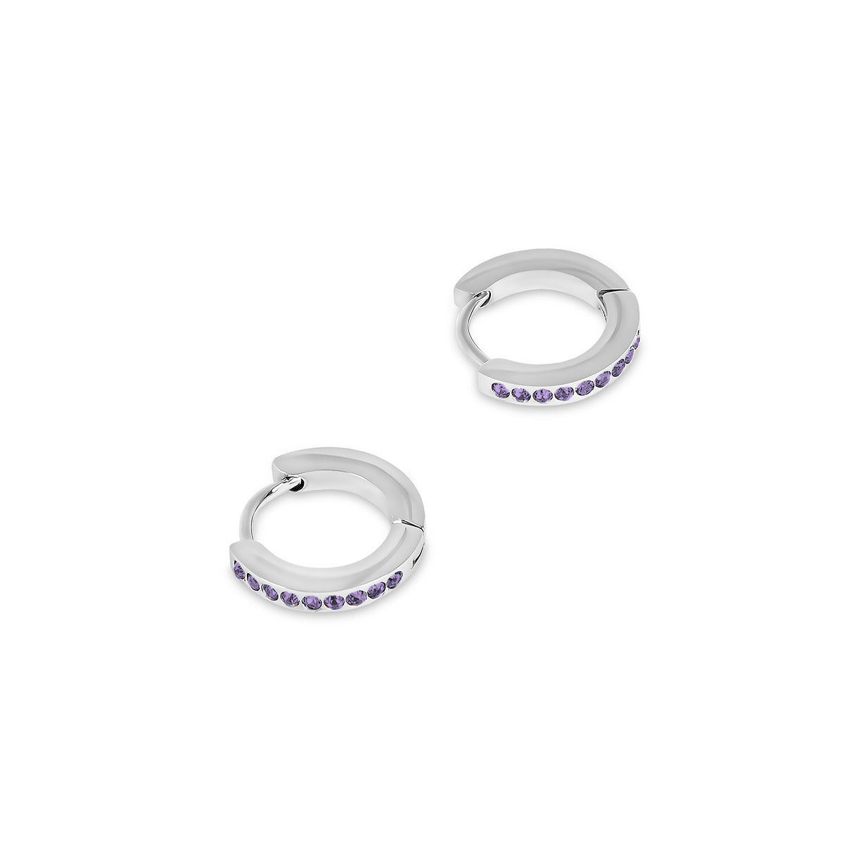 Birthstone Huggie Hoop Earrings - Silver (Select Your Birthstone!)