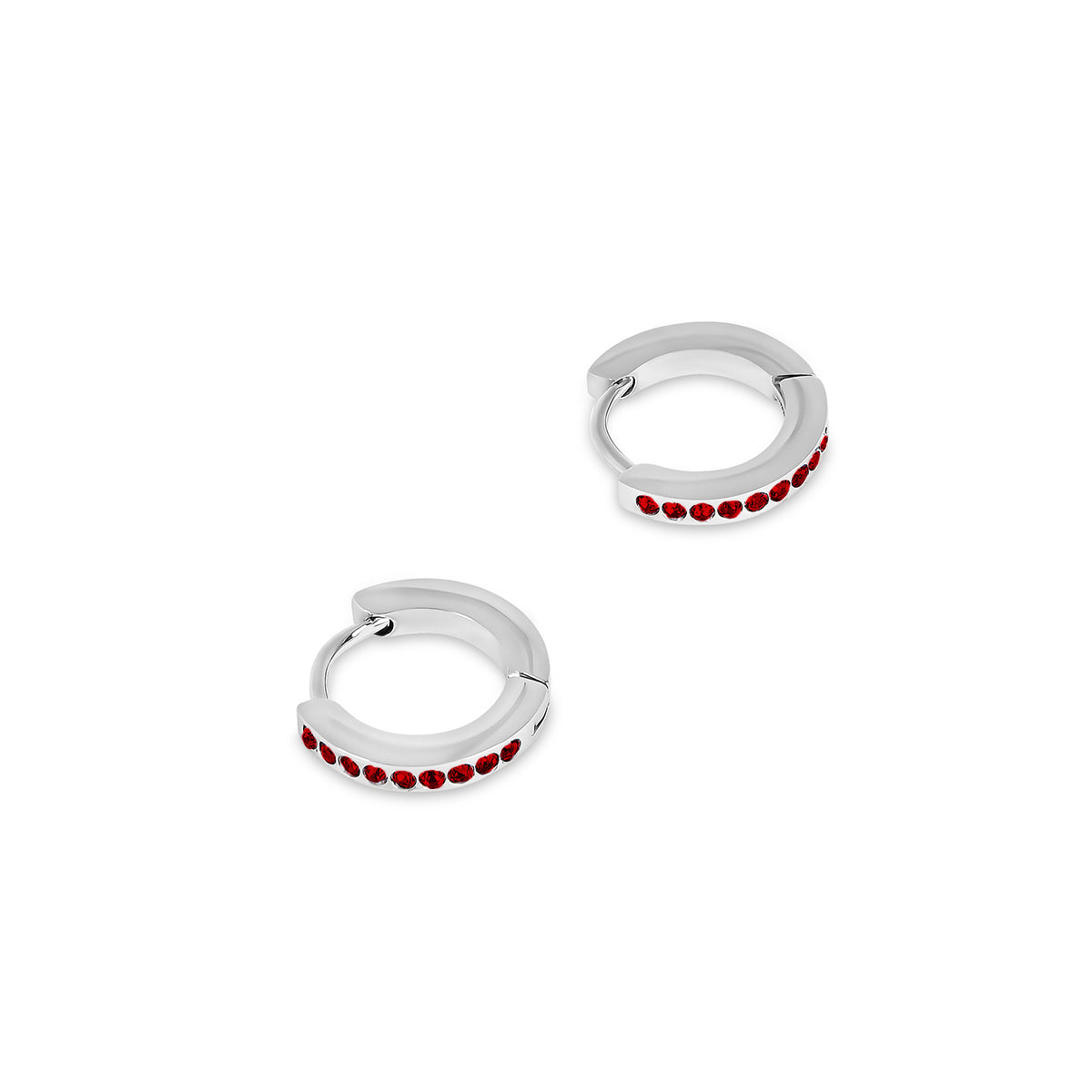 Birthstone Huggie Hoop Earrings - Silver (Select Your Birthstone!)