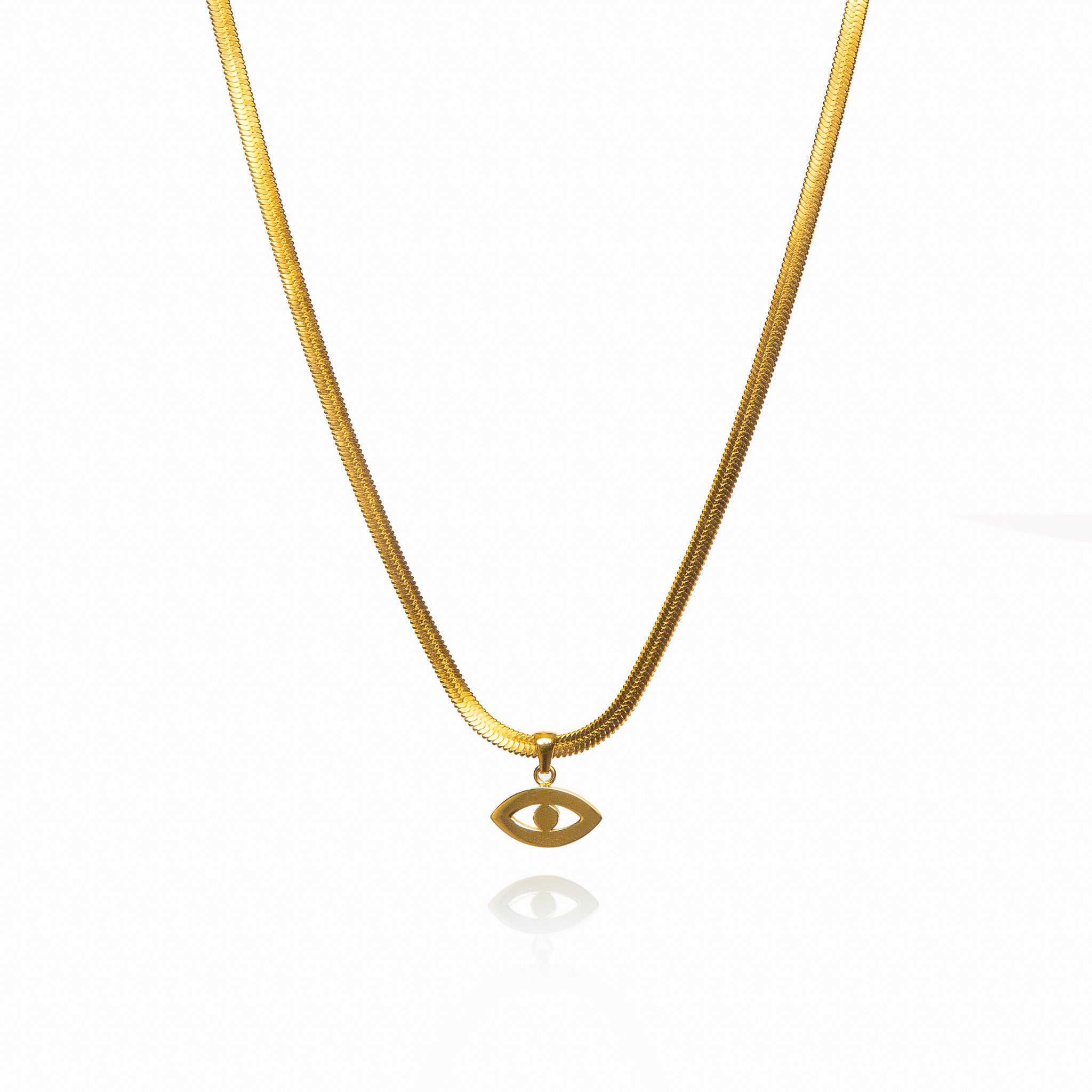 Eye Of Horus Pendant Snake Chain Necklace - Gold