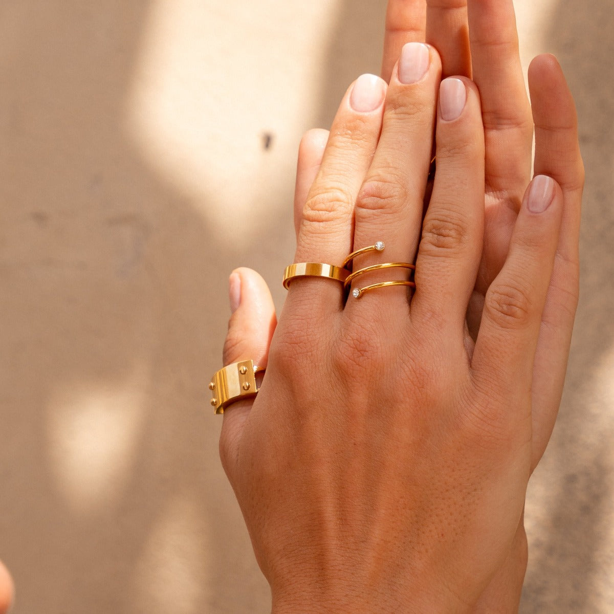 Spiral Stone Ring - Gold