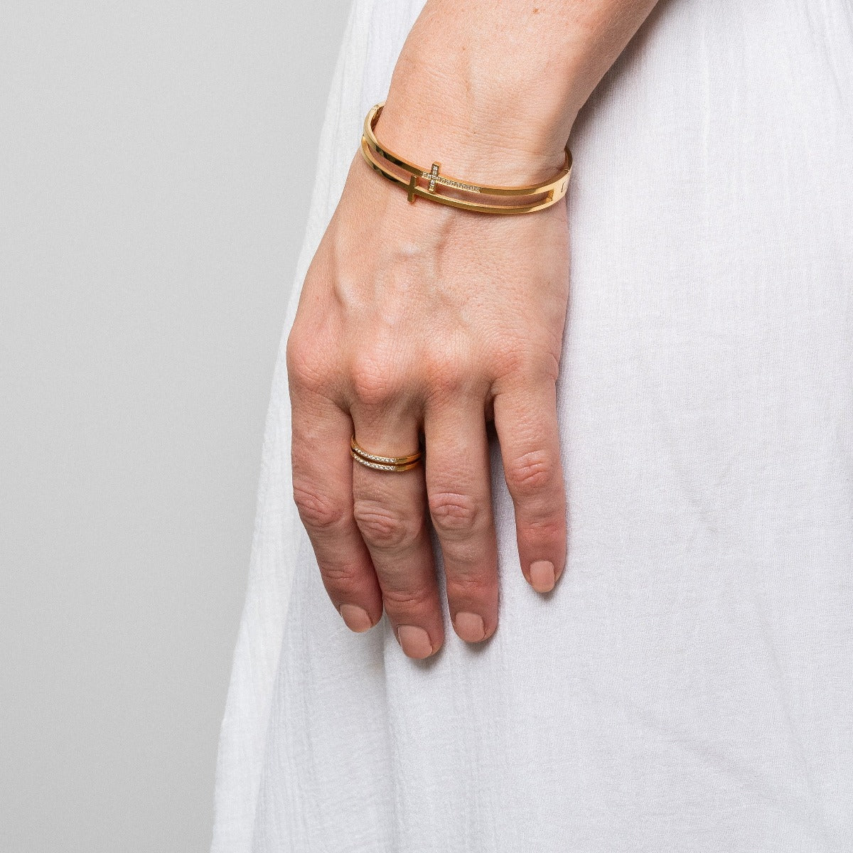 Zion Stone Bangle Bracelet - Gold