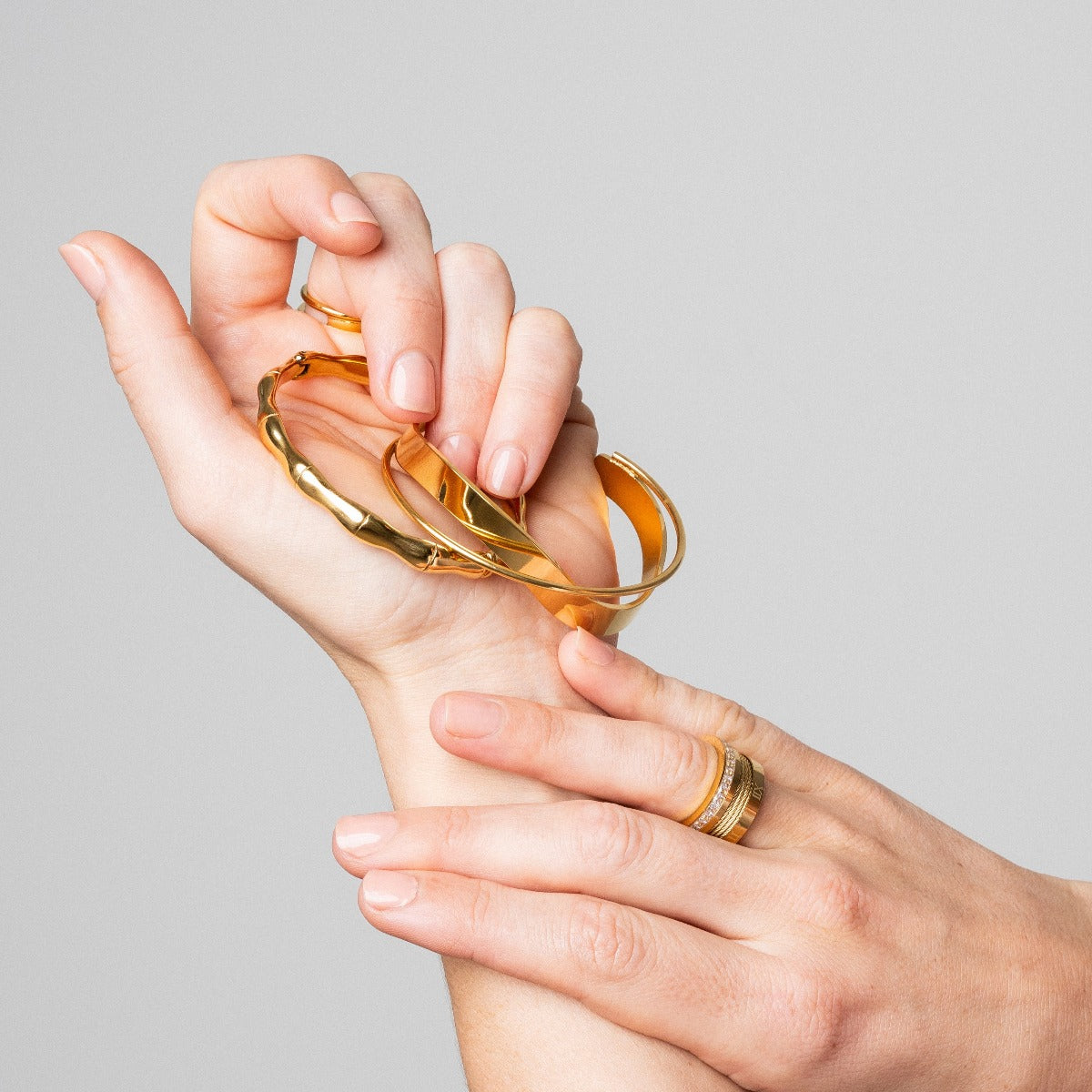 Wire Stack Stone Ring - Gold