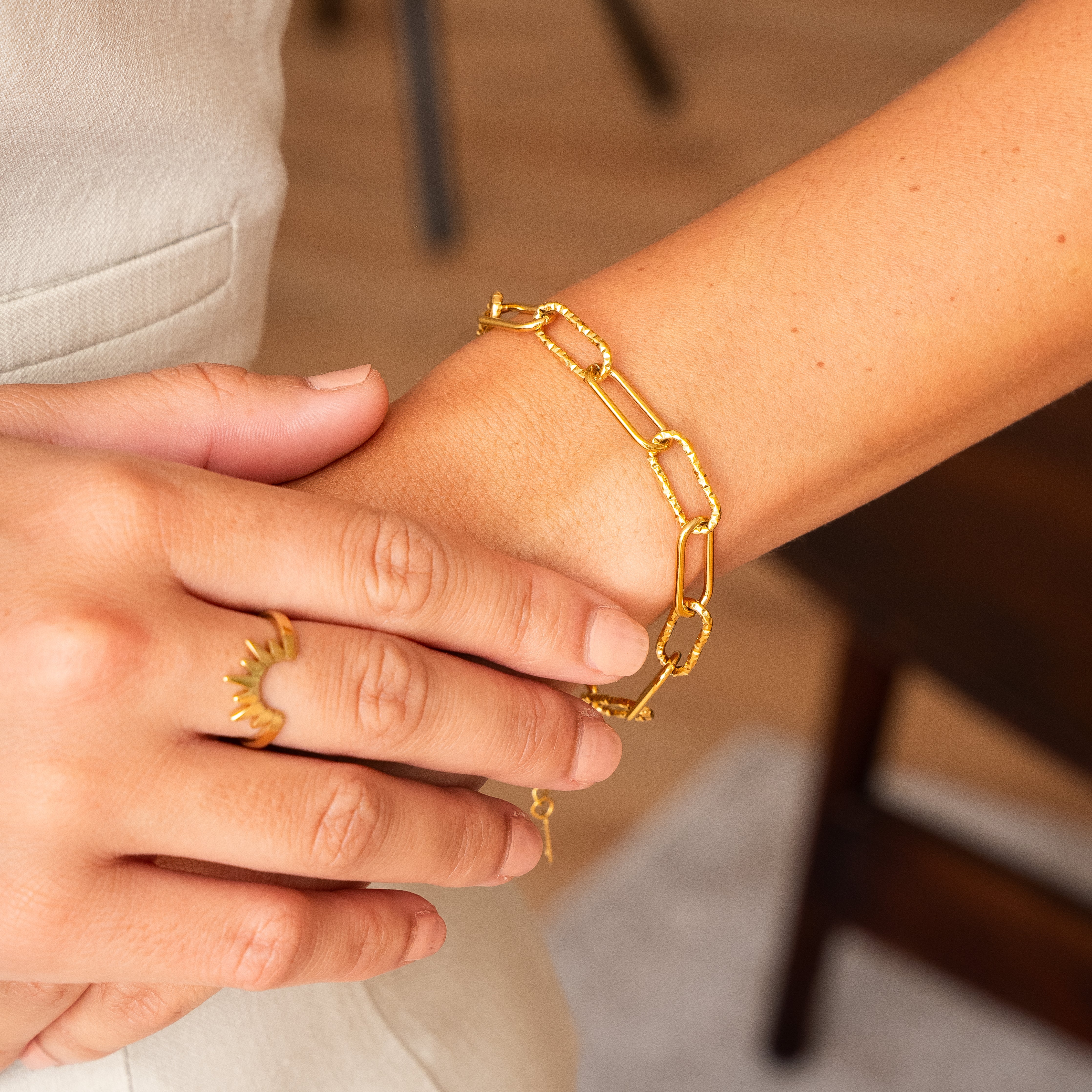 Rigid Link Chain Bracelet - Gold