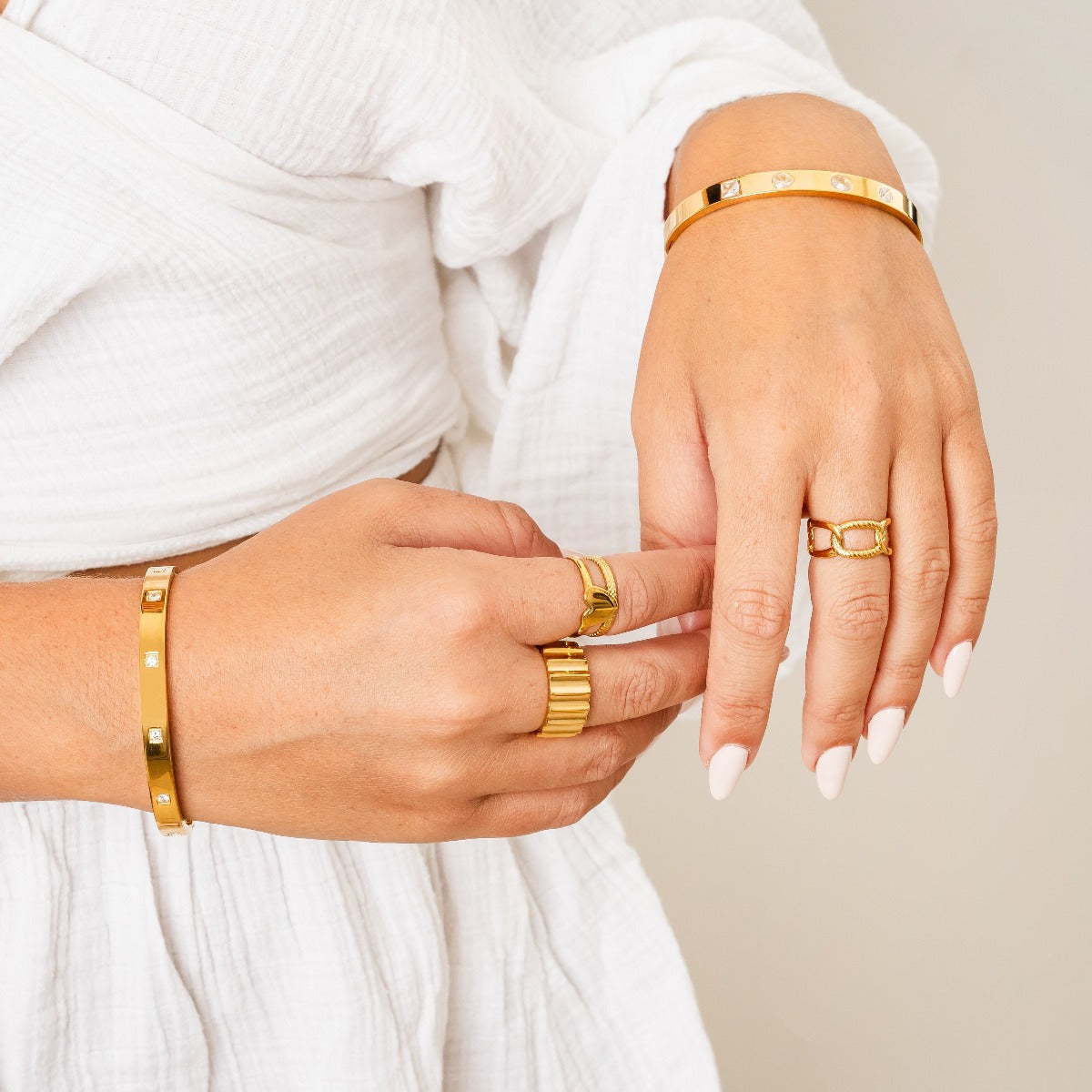 Amor Adjustable Layered Ring - Gold