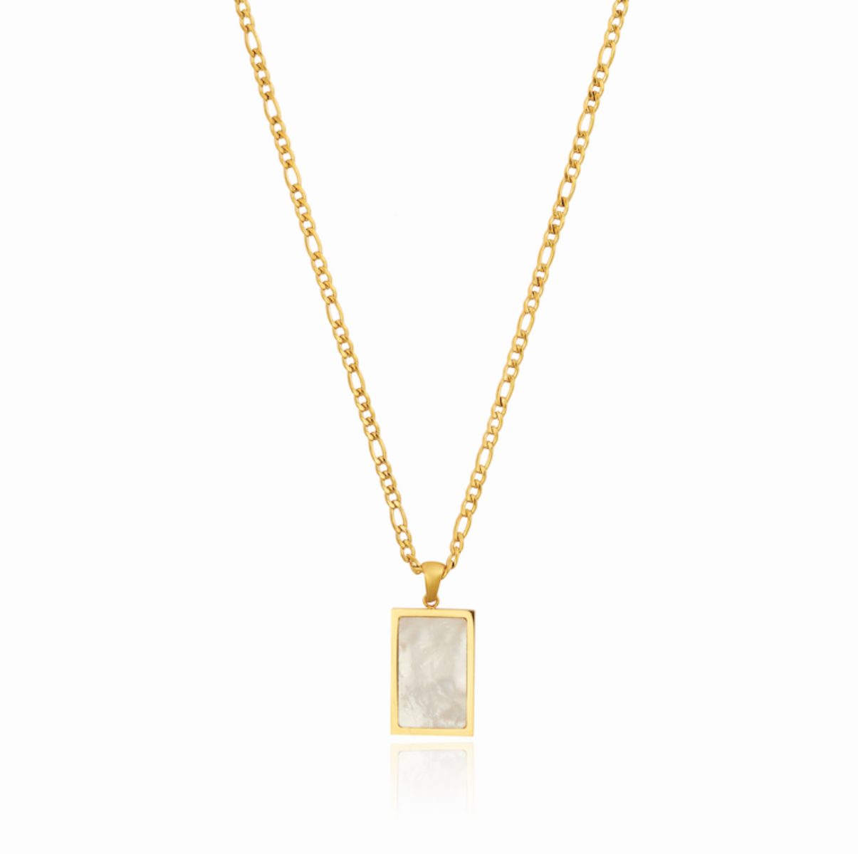 Shell Rectangle Pendant Necklace - Gold